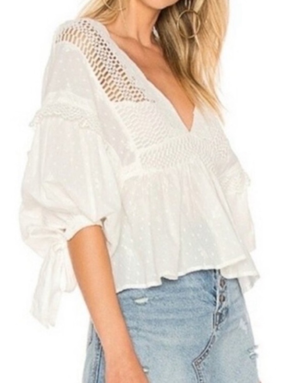 Free People Ivory Drive you Mad Blouse | M